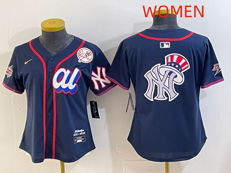 Women 2025 New York Yankees Blank Drak Blue All star Nike MLB Jersey style 09